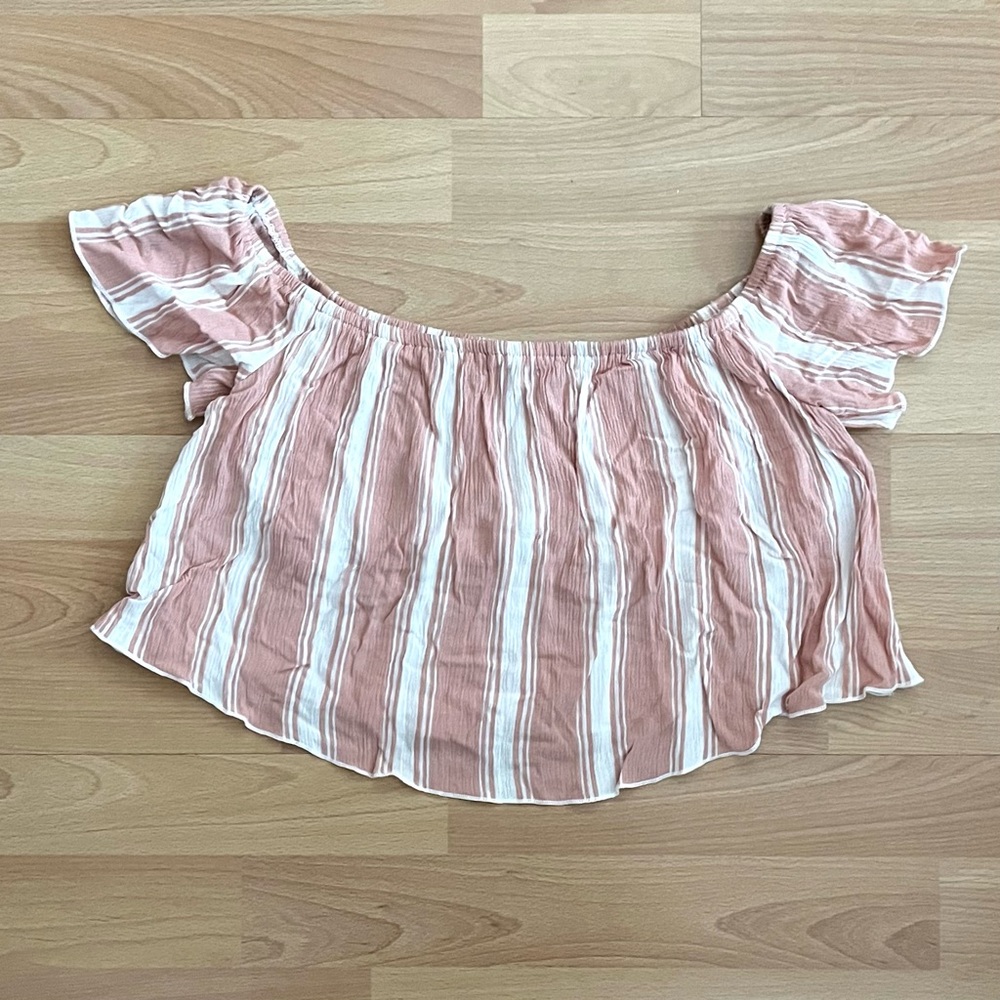 Forever 21 Striped Off-Shoulder Crop Top